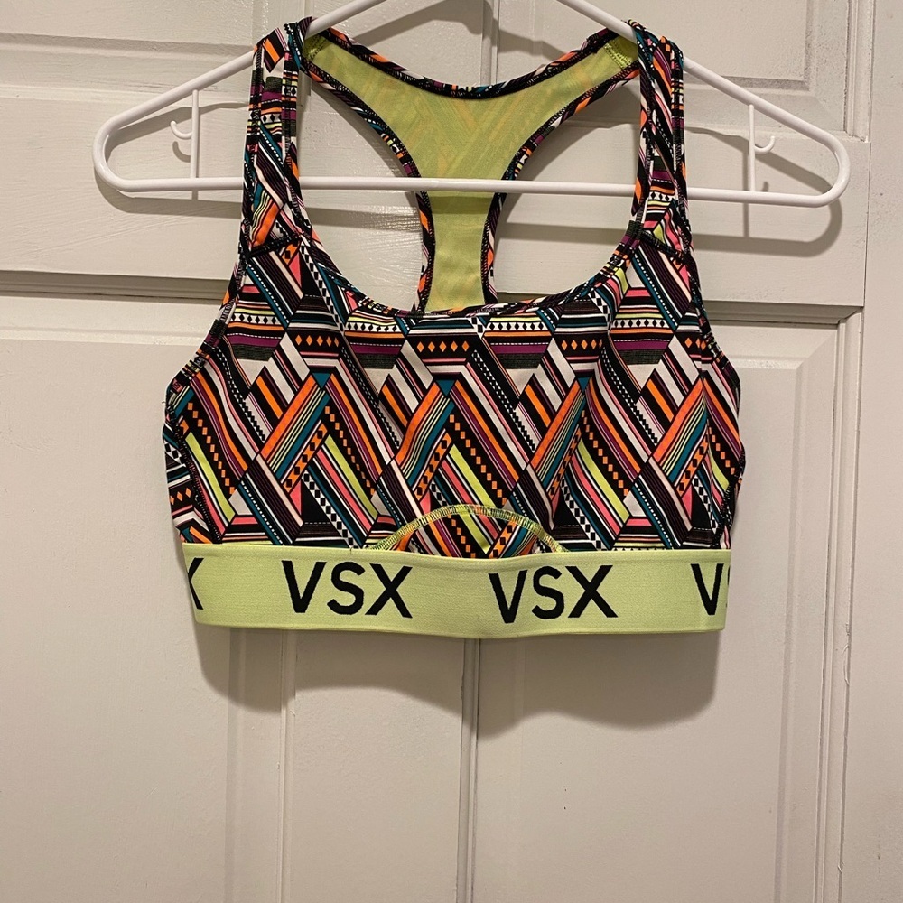 Or best offers VSX Black and Yellow Sports Bra with Racerback